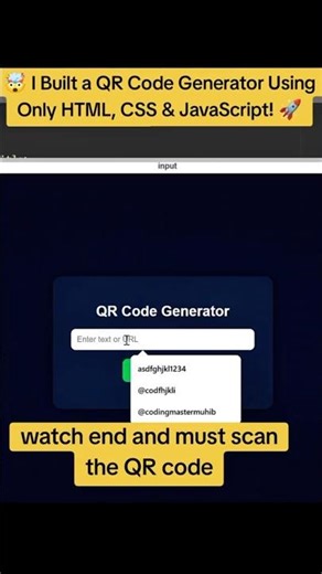 🤯 I Built a QR Code Generator Using Only HTML, CSS & JavaScript! 🚀 #jscript #jstips #viral #code