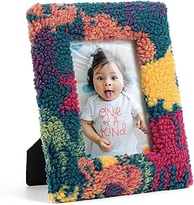 Cute 4x6 Picture Frame for Butterfly Specimen Display, Soft Faux Fur Photo Frame for 4 by 6 Drawings Prints, Small Desk Frame with Real Glass for Home Office Tabletop Shelf Decor(Colorful)