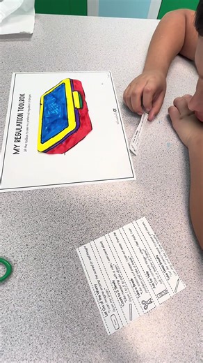 Regulation toolbox with school supply calming strategies! So many kids need to be reminded of calming strategies following a summer break and I love the connection to school supplies to remind them when they are using the supplies themselves! Loved this printable by Enthusiastically OT!! Comment card club if you want these printables too! @user8153816196245 #schoolOT #occupationaltherapy #sensoryregulation #emotionalregulation