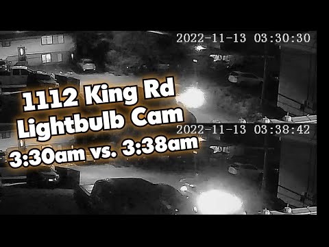 1112 King Rd lightbulb cam comparison - 3:30am vs 3:38am