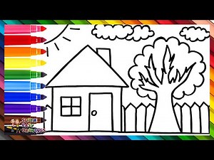 How To Draw A House 🏡 Drawing And Coloring A House With A Garden 🏠🌳 Drawings For Kids