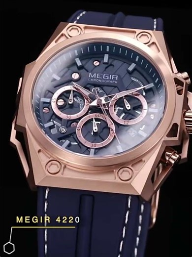 MEGIR Watch Men Blue Silicone Strap Quartz Watches Fashion