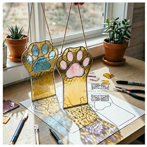 Stained Glass Cat Paw Pattern - Etsy Canada