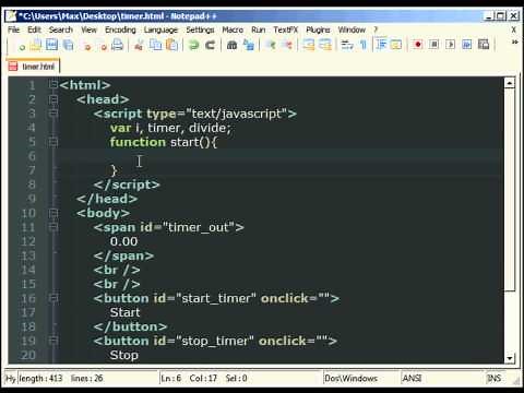 JavaScript Tutorial - Timers - Making a Stopwatch