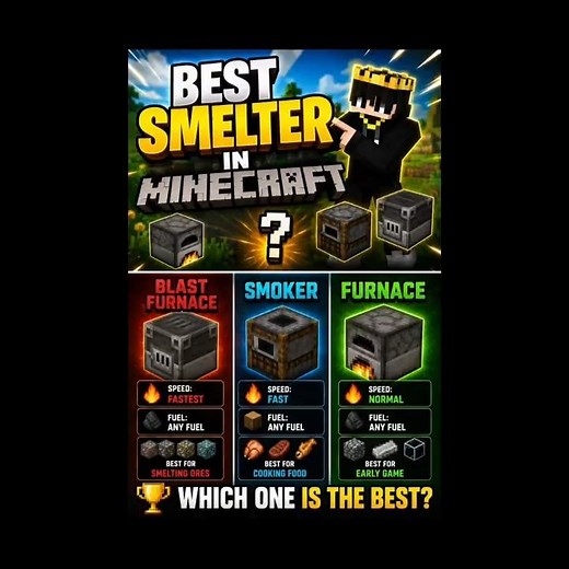 Best Smelter in Minecraft? 🔥 Furnace vs Smoker vs Blast Furnace
