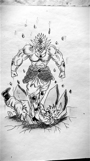 Broly Vs Goku ☠️ Speed Drawing StickMan Anime 😳#shorts #anime #drawing #goku #broly