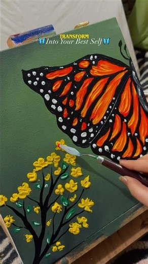 Beautiful butterfly canvas painting tutorial #walldecor #shorts #canvaspainting