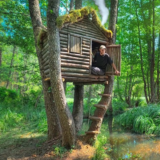 123K views · 3.1K reactions | Building a cozy bushcraft treehouse over the water. Catch and Cook. Overnight, Survival Camping, Building Warm Bushcraft | Warm Bushcraft, Survival Camping | Facebook