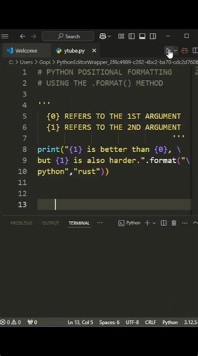 python positional formatting || python videos