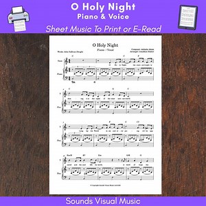 O Holy Night - Christmas Carol for Piano & Voice - Printable Sheet Music - Etsy Australia