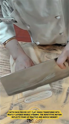 Shaping Dough into Thin Noodle Strips using a Traditional Cleaver - Good Tools and Machinery
