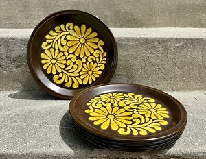 5 Set Dinner Plates~ Mid Century Stoneware (japan) Yellow & Brown- Circa 1960-1970s - Etsy Australia