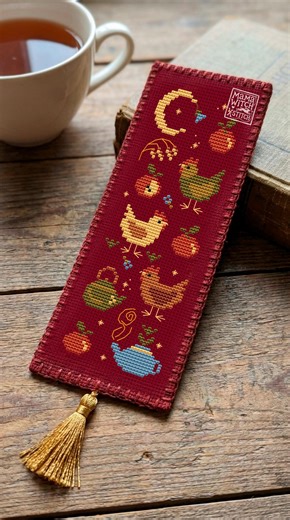 Cross Stitch Pattern Bookmark , Hen, Chicken, Farm, Book Lover Gift, Embroidery Chart, Tea Shop, - Etsy