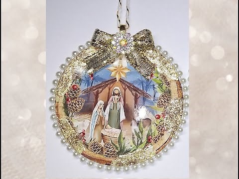 DIY~Gorgeous Nativity Christmas Ornament~Gold Foil/Glitter!