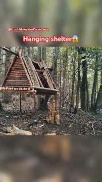 😨Bushcraft Hanging Shelter – Safe From Everything 😱 #bushcraft #survival #outdoor #camping