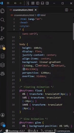 Pure CSS Animation 🔥 Code + Output | Advanced CSS Effects #Shorts