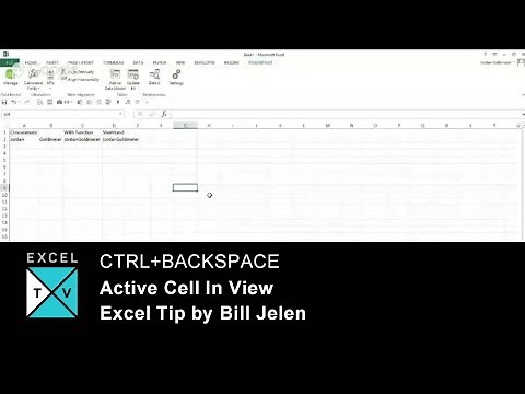 Excel Shortcut - Ctrl+BACKSPACE - Active Cell In View
