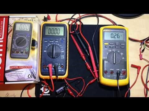 MY-68 Mastech clone DMM next to a Fluke 87V