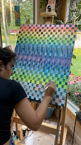 Working on some optical illusion paintings 👁️ 👄 👁️ #acrylicpainting #opticalillusion #paintingprocess #art #artist #intuitiveart #acrylicpainting #canvaspainting | Jessica Young Intuitive Art