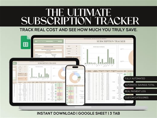 Ultimate Subscription Tracker | Google Sheets Recurring Payments & Subscription Manager - Etsy