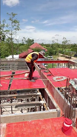Install formwork for First Slab and Beam for first floor #Pouring #formwork #home #siteoffice