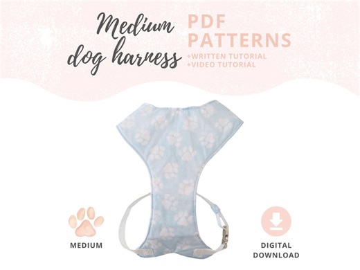 Medium Dog Harness Pattern | Pet Harness Sewing Pattern With Video Tutorial | Beginner Friendly Dog Clothes Projects - Etsy