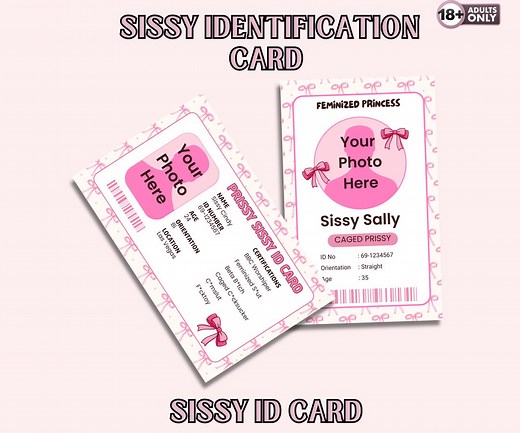 Sissy Identification Card - Instant Digital, Customizable Download - Editable Canva Template | Prissy Sissy ID - Etsy