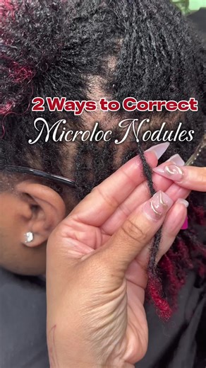 Are you experiencing nodules like these, popping up in the locking pattern of your microlocs? 🌿 If so, don’t worry this isdefiniyeky fixable. Here are two methods I like to use to close these nodules before they harden and give your locs that unwanted pearl-like look. Now, nodules can form for a few reasons: going too long between maintenance, incorrect interlocking, palm rolling your microlocs between reties, or in some cases like my clients, natural air pockets that form with the natural matu