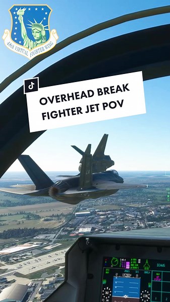Returning to base in style 🤘 A POV of an overhead break captured by Capt @mattg1155 of the 495th 📸 We are the 48th Virtual Fighter Wing based at RAF Lakenheath. We fly and operate realistic daily sorties in Microsoft Flight Simulator on both Console & PC. Join the Discord for more info at https://discord.gg/JERuCAE6Du 🇺🇸✈️ #48thfighterwing #48thvirtualfighterwing #48FW #Lakenheath #RAFLakenheath #F35 #F35A #5thGen #495th #valkyrie #pilot #pilotslife #jet #fighterjet #aviation #simulation #ms