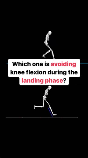 Which one is avoiding knee flexion during landing? BIG CLUE: watch the shin & trunk 👀 Consider how this will influence the demand on the quadriceps to decelerate that forward momentum Let us know your thoughts below | Integrated Kinetic Neurology