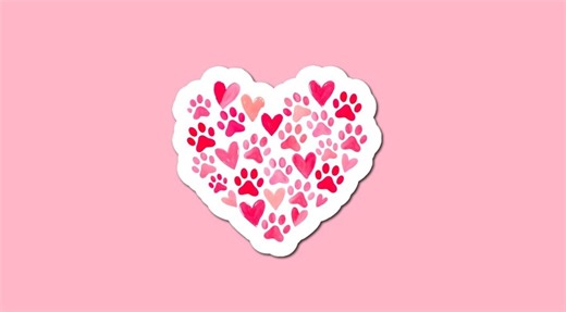 Valentine’s Paw Print Heart Sticker – Cute Pet Lover Gift - Dog & Cat Sticker - Laptop/car/water Bottle Sticker - Etsy