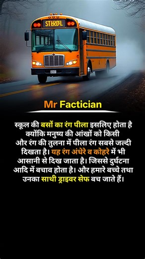 Why is the school bus yellow in colour? . . . #schoolbus #yellowcolor #vehicle #fog #facts | Mr Factician