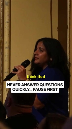 Most people answer questions the second they're asked. That's the mistake. When someone asks you a question and you fire back immediately, you're not showing confidence. You're showing nervousness. You're proving you're afraid of silence. Here's what I do now: I pause. Not a long awkward pause, just a beat. One second. Two seconds max. That pause does three things. First, it gives you time to think so your answer is actually good. Second, it shows the person asking that you're taking their quest