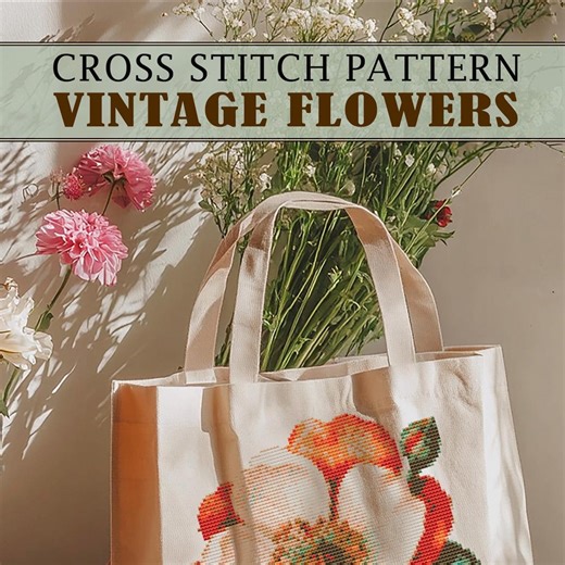 Vintage Flowers Cross Stitch Patterns PDF | 42 Easy Designs Floral Motifs Decor Chart - Etsy