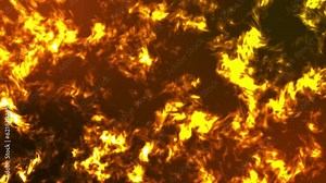 Fire wall in slow motion with a seamless loop of a wall of fire rising upwards on a dark background in 4K 60FPS