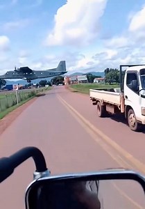 A potentially catastrophic incident was narrowly avoided when a Guyana Defence Force aircraft came close to colliding with a vehicle during landing at the Lethem Airstrip. Despite clear signage instructing drivers to slow down or stop near the airstrip, the motorist failed to heed the warning — nearly causing a serious accident. | Guyana, South America