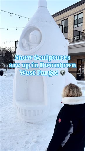 The snow sculptures are up in Downtown West Fargo thanks to @westfargoevents and the ND Snow Sculpting Team! ❄️ Catch these “out of this world” sculptures all month long - they even light up at night! 👽 📍POW/MIA Plaza, 400 Sheyenne St, West Fargo Bundle up and enjoy! #fargomom #fargomoorhead #fargond #fargoevents #thingstodoinfargo | Fargo Mom