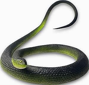Upgraded Giant Straightened-Head Realistic Fake Snake, Thick 1 in, Fairly Real, Rubber Snake for Garden Protection, Prank, Halloween, Medusa Cosplay, Snake Toy (Dark Green)