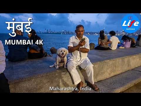 Evening Walk at Marine Drive, Mumbai (मुंबई) 🇮🇳 - India Walking Tour 4K