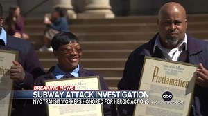 SUBWAY ATTACK INVESTIGATION: NYC transit workers speak out for the first time as the city honors their bravery for helping Brooklyn subway attack victims. Janai Norman has more. https://abcn.ws/3JF6gXK | ABC World News Tonight with David Muir