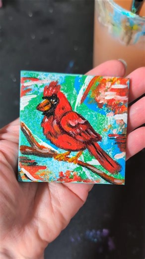 Painting a Tiny Cardinal #art #artisticchannel #painting