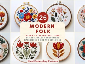 Modern Folk Art Flowers Hand Embroidery Pattern Template for Beginners Step by Step Pattern Scandinavian Folk Nordic Easy PDF Stitch Guide - Etsy Australia