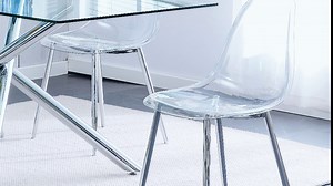 Set of 4 Transparent Dining Chairs: Modern, Simple, Armless, and Creative Nordic Design with Plated Metal Legs - Ideal for Makeup, Dining, or Negotiations
