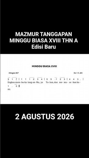 MAZMUR 2 AGUSTUS 2026 MINGGU BIASA XVIII THN A ED BARU