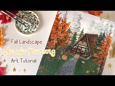 Easy Fall Painting Tutorial | Painting Autumn Landscape | Step by Step Painting Tutorial 🍁🍂