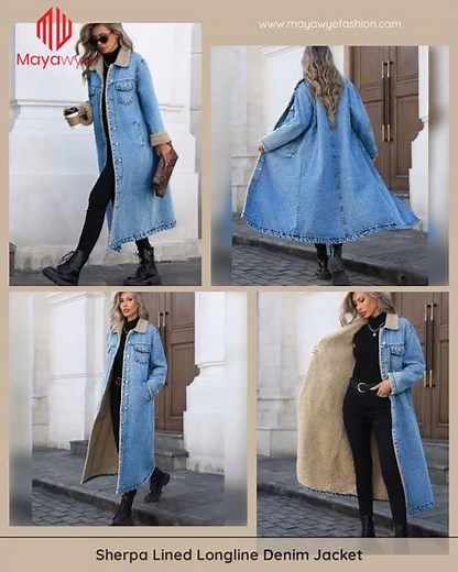 Sherpa Lined Longline Denim Jacket