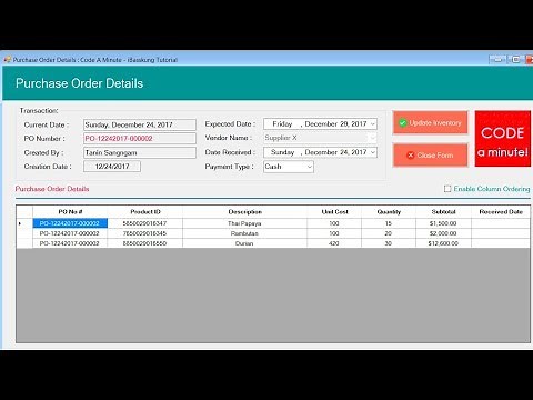 VB.NET Inventory Management System - Purchase Order Tracking