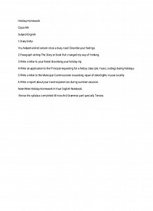 Holiday Homework - English (Class 9)Write a diary entry descri... | Filo