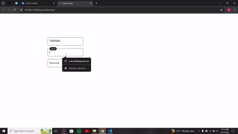I created a simple floating label input using basic HTML and minimal CSS. The idea was to understand how labels can move smoothly on focus and when text is entered, without using any complex styling… | Rumesa Fatima