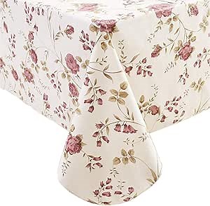 Walrus Heavy Duty Vinyl Tablecloth with Flannel Backing Waterproof Oil-Proof Plastic Table Cloth Stain-Resistant Wipeable Rectangle or Square Table Cover for Indoor and Outdoor (Flowers, 54X54 Inch)